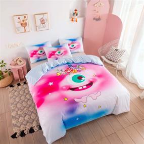 img 3 attached to Estoulen Kids Duvet Cover Set, Tencel Lyocell Bedding Set 2 Piece - Ultra Soft and Smooth, Cute Cartoon Unicorn Design - Pink, Twin