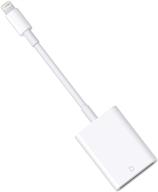 sd card camera reader lightning adapter for iphone, ipad, ipod, compatible with ios 13 and earlier versions, trail game camera viewer, no app needed (white) logo