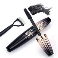 voluminous eyelashes kit: 4d silk fiber lash mascara and folding eyelash comb – long lasting, waterproof & smudge-proof – achieve charming eye makeup with perfect black finish logo