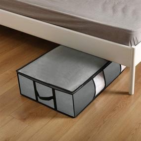 img 2 attached to 🛏️ HERNEAT Underbed Storage Bags Organizer Containers 4 Pack with Sturdy Handle and Metal Zipper - Large Storage Bags for Comforters, Blankets, Clothes - Under Bed Storage Bags with Clear Window