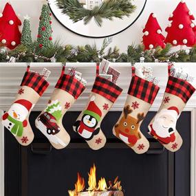 img 4 attached to 🎄 GoldFlower Christmas Stockings 4 Pack - 18'' Large Xmas Stockings & Holders - Santa Snowman Ornaments - Rustic Classic DIY Craft Gifts Decor for Family Holiday Party Home Christmas Eve (5 Pack)