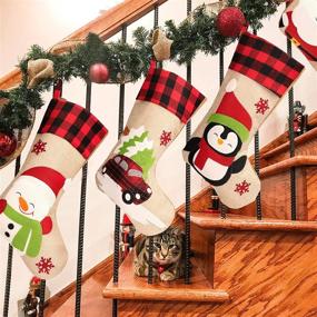 img 3 attached to 🎄 GoldFlower Christmas Stockings 4 Pack - 18'' Large Xmas Stockings & Holders - Santa Snowman Ornaments - Rustic Classic DIY Craft Gifts Decor for Family Holiday Party Home Christmas Eve (5 Pack)