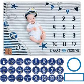 img 4 attached to Milestone Stickers Photography Background Nautical Bedding