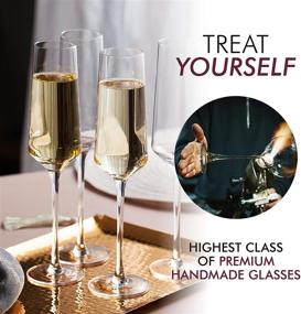 img 3 attached to 🥂 Premium Crystal Champagne Flutes - Set of 4 Hand-Blown Elegant Glasses, 100% Lead-Free - Perfect Wedding, Anniversary, or Christmas Gift - 8oz, Clear