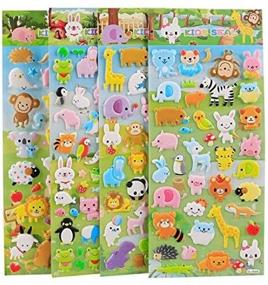 img 2 attached to 🐾 Colorful Cute Animal Sticker Set for DIY Scrapbooking, Diary, and Album Decoration - 4 Sheets Puffy Adhesive Tape!