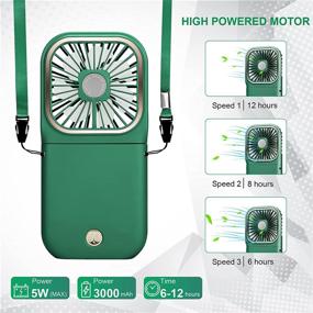 img 1 attached to 2021 Upgrade Handheld Fan with Power Bank - DAVID ROCCO Small Personal Fan with 3 Speeds, Rechargeable Neck Fan Portable for Travel, Home, Office, School Queue (Green)