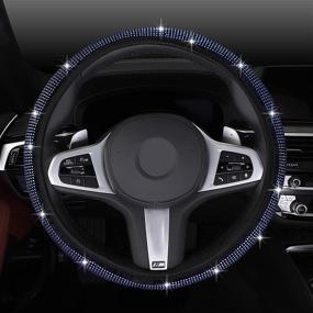 img 1 attached to 🚗 Enhance Your Driving Experience with Fimker Blue Diamond Steering Wheel Covers - Stylish Rhinestone Crystal Accessories for Perfect Grip and Protection