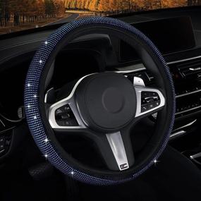 img 4 attached to 🚗 Enhance Your Driving Experience with Fimker Blue Diamond Steering Wheel Covers - Stylish Rhinestone Crystal Accessories for Perfect Grip and Protection