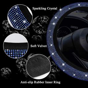 img 3 attached to 🚗 Enhance Your Driving Experience with Fimker Blue Diamond Steering Wheel Covers - Stylish Rhinestone Crystal Accessories for Perfect Grip and Protection