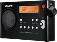 📻 sangean pr-d7bk fm/am compact digital tuning portable receiver, black, 10 memory preset stations (5 fm/5 am), dual power options: rechargeable and dry cell batteries, battery power indicator included logo