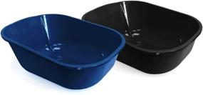 img 1 attached to 🐱 Easy-to-Clean Fresh Kitty Open Litter Box Pan for Cats or Kittens, in Navy Blue and Charcoal Gray