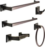 🛁 sento cellar classic bathroom accessories set - durable metal bath hardware set, easy wall mounting - includes robe hook, toilet paper holder, towel ring, 18” & 24” towel bar - 5-piece, oil-rubbed bronze logo