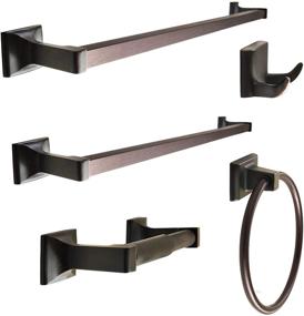 img 4 attached to 🛁 SENTO Cellar Classic Bathroom Accessories Set - Durable Metal Bath Hardware Set, Easy Wall Mounting - Includes Robe Hook, Toilet Paper Holder, Towel Ring, 18” & 24” Towel Bar - 5-Piece, Oil-Rubbed Bronze