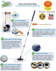 img 3 attached to 🧹 Twist and Shout Mop: Award Winning Hand Push Spin Mop with Lifetime Warranty - Includes 2 Microfiber Mopheads