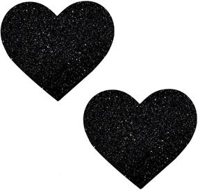 img 4 attached to Neva Nude Black Malice Glitter I Heart U Nipztix – Festivals, Raves, Parties, Lingerie and More! Medical Grade Adhesive, Waterproof/Sweatproof – Made in USA