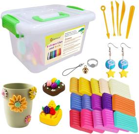 img 4 attached to 🎨 Complete Polymer Clay Kit with 50 Vibrant Colors, 19 Crafting Tools, and 25 Jewelry Making Accessories - Safe, Nontoxic, and Easy DIY Baking Clay Blocks by Genround