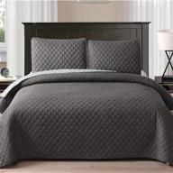 🛏️ premium reversible ultrasonic 3 piece full/queen size quilt set with pillow shams - lightweight bedspread/coverlet/bed cover - grey (92"x88") logo
