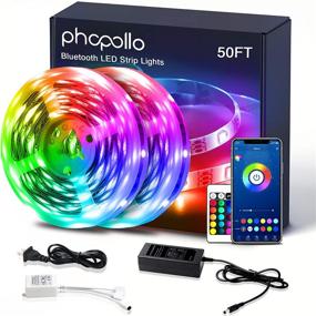 img 4 attached to 🎶 PHOPOLLO 50ft Bluetooth LED Strip Lights - Color Changing RGB Lighting, App Controlled, Sync to Music