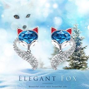 img 3 attached to PLATO H S925 Sterling Silver Fox Animal Stud Earrings with Crystals for Women, Teen Girls | High Polish Plain Adjustable Fox Tail Ring | Anniversary Jewelry | Christmas Gift for Wife