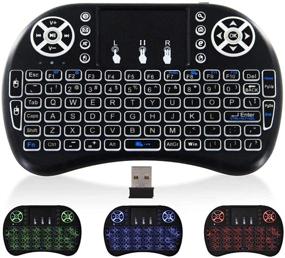 img 2 attached to 🔌 Wireless Mini Keyboard and Touchpad Mouse: Backlit Universal Remote Controller for Gaming, Google Android TV, Xbox, PS3, PC, Windows, Roku iptv Gaming - Rechargeable Li-ion Battery - 2.4GHz