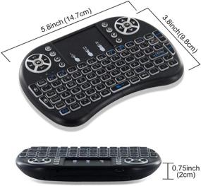 img 1 attached to 🔌 Wireless Mini Keyboard and Touchpad Mouse: Backlit Universal Remote Controller for Gaming, Google Android TV, Xbox, PS3, PC, Windows, Roku iptv Gaming - Rechargeable Li-ion Battery - 2.4GHz