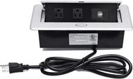 💡 ul approved power strip with 2 outlets & 2 usb ports for conference room countertop - silver logo