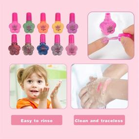 img 1 attached to Anpro Kids Nail Polish: Quick-Dry & Peel-Off Nail Varnish Set with 6 Solid & 4 Shiny Colors - Perfect Gift for Girls 3+ Years Old