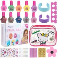 anpro kids nail polish: quick-dry & peel-off nail varnish set with 6 solid & 4 shiny colors - perfect gift for girls 3+ years old logo