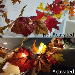img 1 attached to 🍁 7Ft Maple Leaf Fall Garland Thanksgiving Decorations + 20LED String Lights - Battery Operated Fall Thanksgivings Decor for Home Indoor/Outdoor Party & Halloween Decorations (Warm White)
