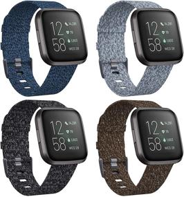 img 4 attached to 📿 KIMILAR 4-Pack Woven Bands for Fitbit Versa/Fitbit Versa 2/Fitbit Versa Lite Edition – Adjustable Soft and Breathable Replacement Band for Women and Men - Versa Watch Compatible