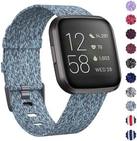 img 3 attached to 📿 KIMILAR 4-Pack Woven Bands for Fitbit Versa/Fitbit Versa 2/Fitbit Versa Lite Edition – Adjustable Soft and Breathable Replacement Band for Women and Men - Versa Watch Compatible