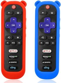 img 4 attached to 🐼 Enhanced Protection: [2 Pack] Silicone Remote Control Case for TCL Roku TVs and Players - Cute Panda Ear Shape in Red and Blue