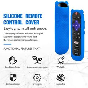 img 2 attached to 🐼 Enhanced Protection: [2 Pack] Silicone Remote Control Case for TCL Roku TVs and Players - Cute Panda Ear Shape in Red and Blue