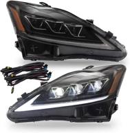 🚘 vland full led headlight assembly for lexus is250 is350, is f, sedan c cf (2006-2013) - sequential turn signal, plug-and-play amber light logo