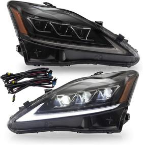 img 4 attached to 🚘 VLAND Full LED Headlight Assembly for LEXUS IS250 IS350, IS F, SEDAN C CF (2006-2013) - Sequential Turn Signal, Plug-and-Play Amber Light