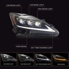 img 3 attached to 🚘 VLAND Full LED Headlight Assembly for LEXUS IS250 IS350, IS F, SEDAN C CF (2006-2013) - Sequential Turn Signal, Plug-and-Play Amber Light