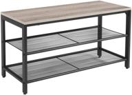 👞 industrial shoe bench with 2 mesh shelves | entryway shoe rack organizer hall storage | metal construction | greige and black finish | vasagle ulbs074b02 логотип