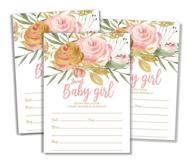 🎀 50 pink blush sweet baby girl shower invitations: elegant 5x7 cards with envelopes logo