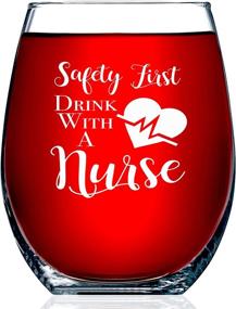 img 4 attached to Unique Nurse Gift: Safety First Nurse Stemless Wine Glass - 15 OZ Funny Gift for RNs, Nursing School Graduates, Coworkers and Christmas Ideas