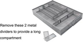 img 1 attached to 🔪 Organize Your Kitchen Drawers with TQVAI Expandable Silverware Tray - Mesh Cutlery Organizer with 8-10 Compartments, Silver