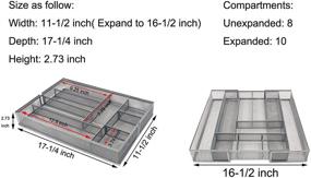 img 3 attached to 🔪 Organize Your Kitchen Drawers with TQVAI Expandable Silverware Tray - Mesh Cutlery Organizer with 8-10 Compartments, Silver