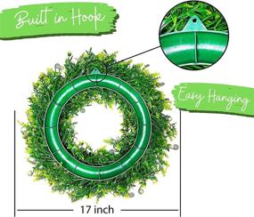 img 1 attached to 🌿 CARESOME 17" Green Boxwood Wreath: Vibrant Weatherproof Farmhouse Decor for Christmas, Fall & Home Decoration