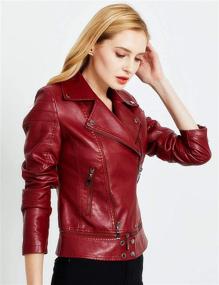 img 3 attached to Jhichic Womens Asymmetric Leather Motorcycle Women's Clothing and Coats, Jackets & Vests