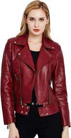 img 4 attached to Jhichic Womens Asymmetric Leather Motorcycle Women's Clothing and Coats, Jackets & Vests
