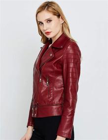 img 1 attached to Jhichic Womens Asymmetric Leather Motorcycle Women's Clothing and Coats, Jackets & Vests