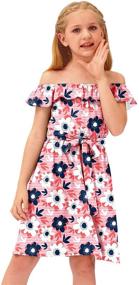 img 3 attached to BesserBay Girl's Off Shoulder Floral Midi Dress - Stylish and Comfortable for Ages 3-14!