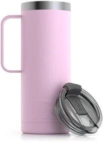 img 1 attached to 🦩 RTIC 20 oz Flamingo Travel Mug with Handle - Vacuum-Insulated Camping Cup, Stainless Steel, Sweat Proof, Hot & Cold Longer