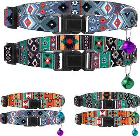 img 4 attached to 🐱 Double Pack: Tribal Aztec Southwest Cat Collar Set - Adjustable, Breakaway, Safety Collars for Cats and Kittens