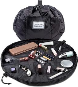 img 4 attached to Lay-n-Go Cosmo Deluxe - 22 inch Black Drawstring Makeup Organizer for Travel & Daily Use