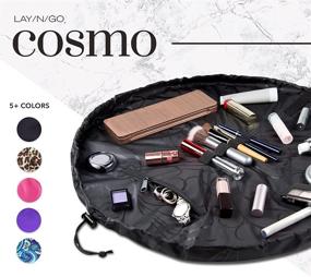 img 1 attached to Lay-n-Go Cosmo Deluxe - 22 inch Black Drawstring Makeup Organizer for Travel & Daily Use